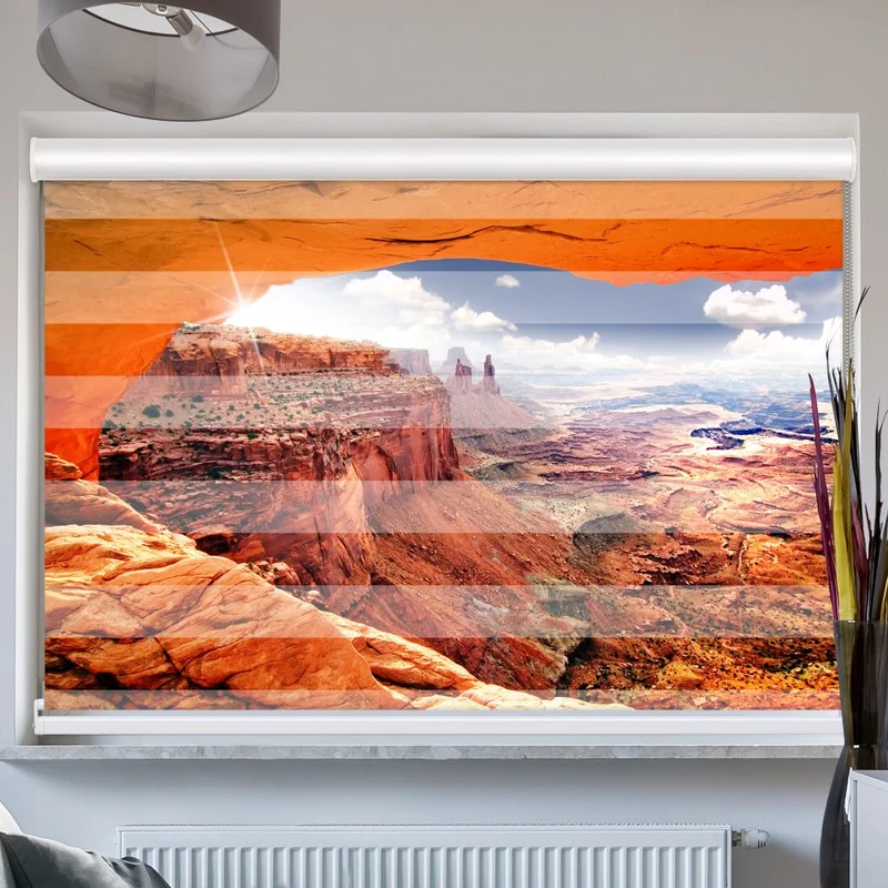 Doppelrollo mit Kassette "Steinwueste Rote Felsen"