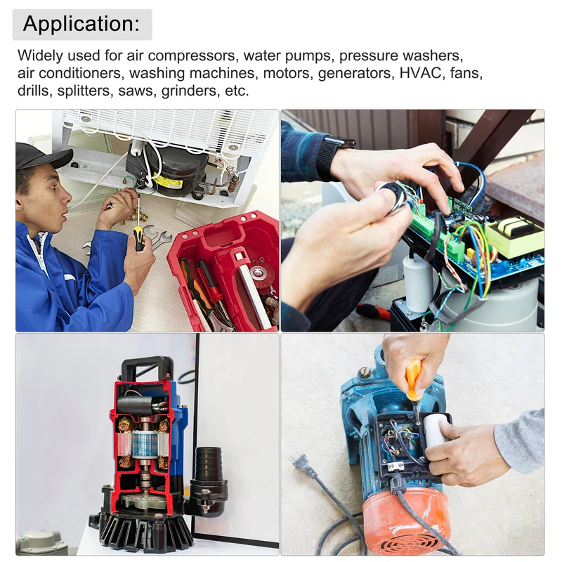 CBB60 Run Capacitor 35uF 250V AC 2 Wires 96x50mm with Terminal for Pump Motor