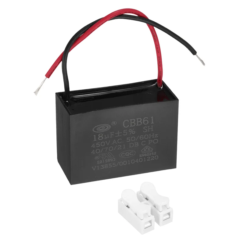 18uF 450V AC 2 Wires CBB61 Ceiling Fan Capacitor, 60x41.5x27.5mm