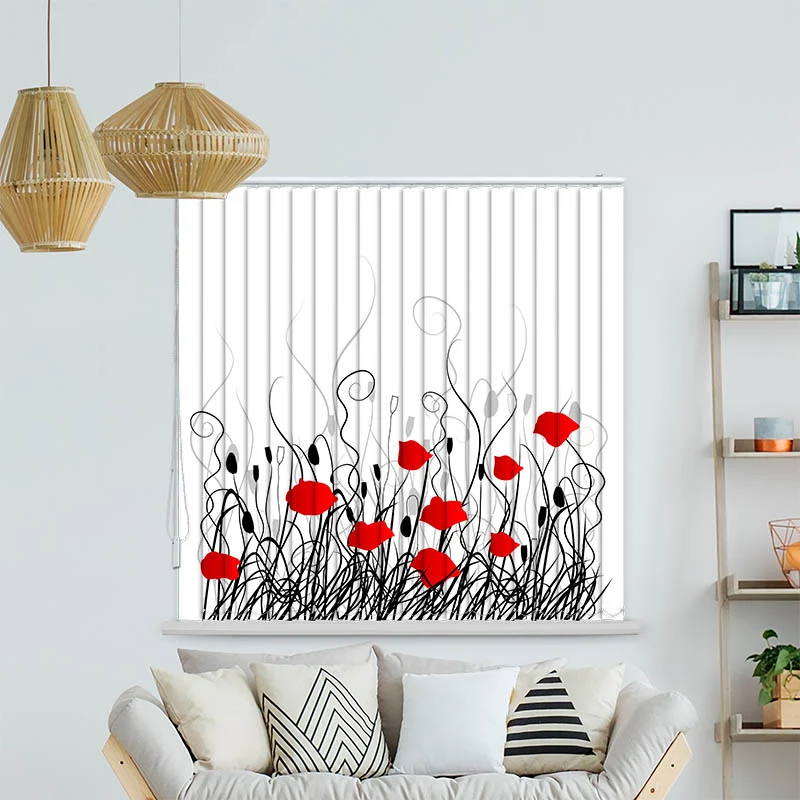 Lamellenvorhang Motiv "Mohnblumen Grafik"