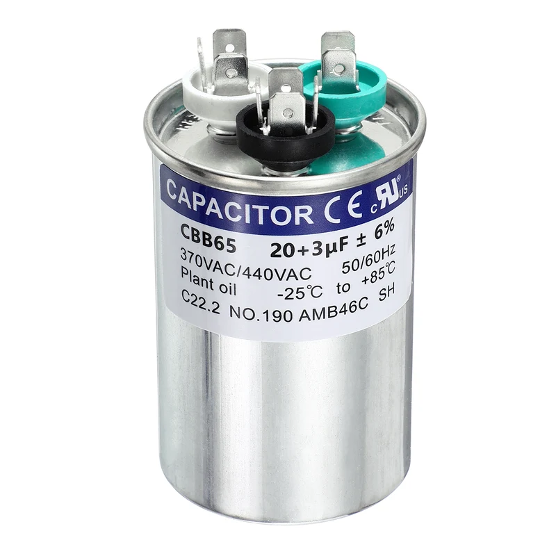 20+3MFD CBB65 Run Start Capacitor 20+3uF, 370/440V Round AC Capacitor
