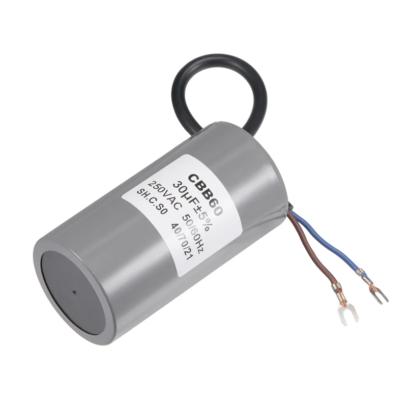 CBB60 Run Capacitor 30uF 250V AC 2 Wires 96x50mm with Terminal for Pump Motor