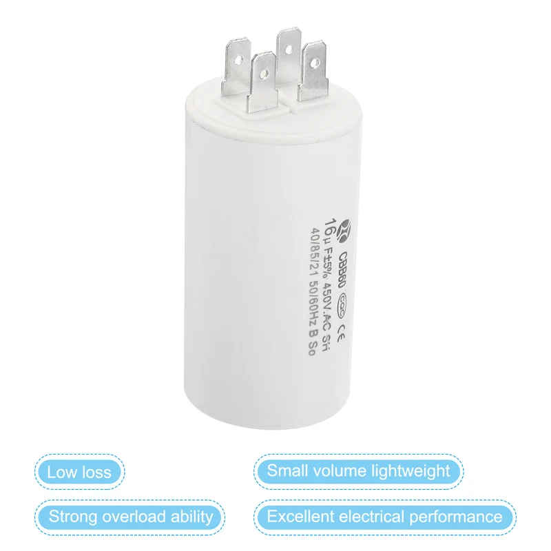 CBB60 16uF Running Capacitor,4Pcs AC450V 4 Pins 50/60Hz Cylinder 1.44x2.73inch