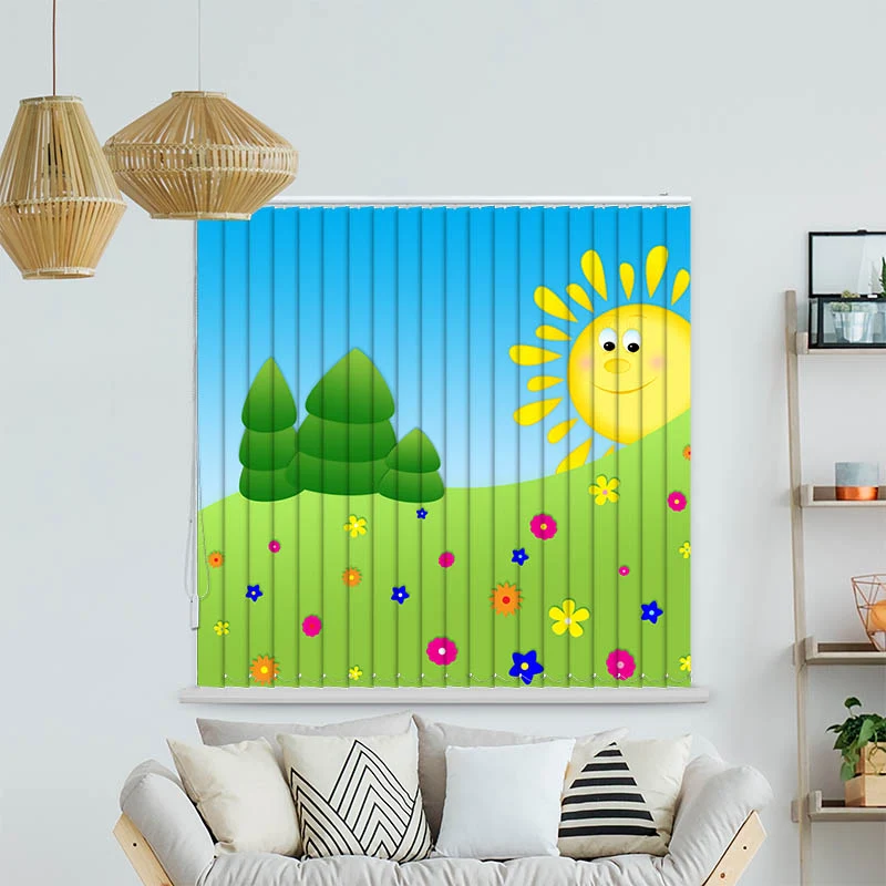 Lamellenvorhang Motiv "Sonne und Wiese"