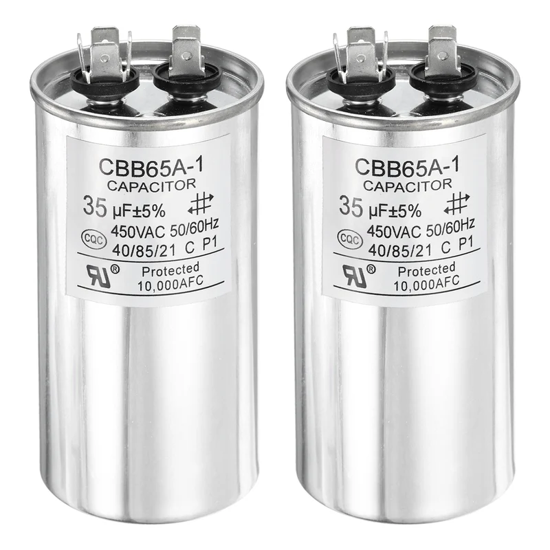 2 Pcs CBB65 Run Capacitor, Aluminum Case, 450V 35 F 5%