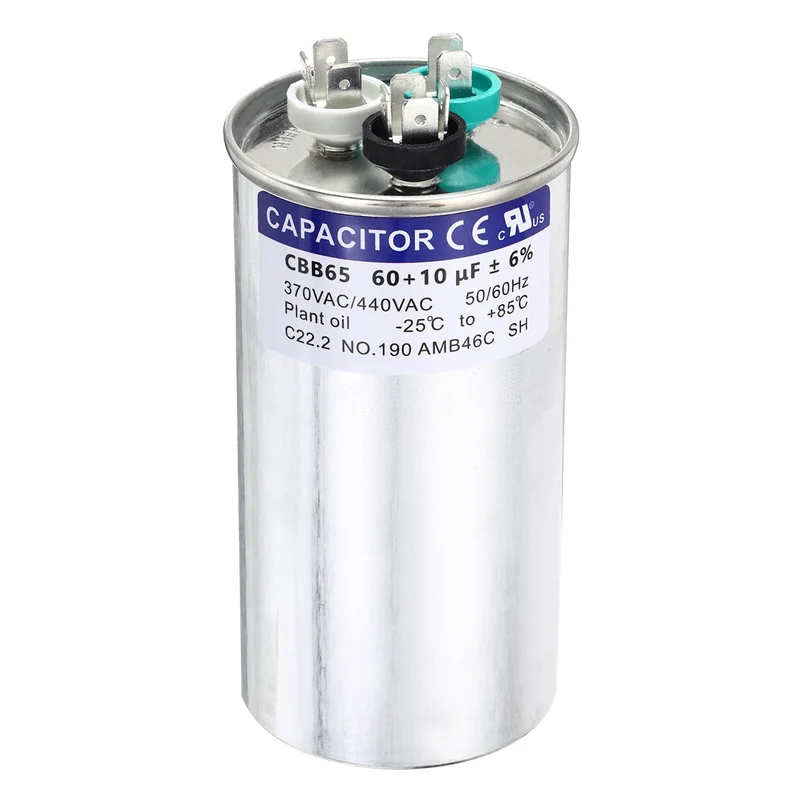 60+10MFD CBB65 Run Start Capacitor 60+10uF 370/440V Round AC Capacitor