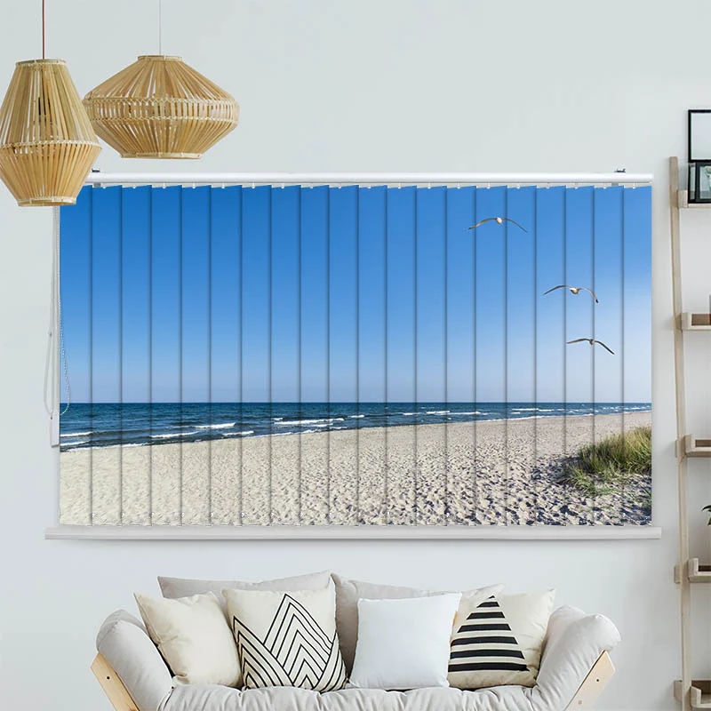 Lamellenvorhang Motiv "Strand mit Moewen"