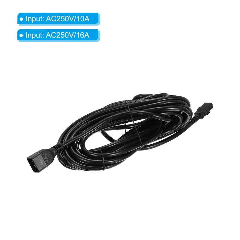AC Power Cord 3 Prong C20 Male to C13 Female 2.5mm2 10m 32.8Ft 250V 10A 16A