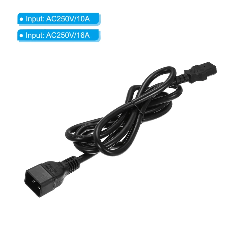 AC Power Cord 3 Prong C20 Male to C13 Female 2.5mm2 2m 6.6Ft 250V 10A 16A
