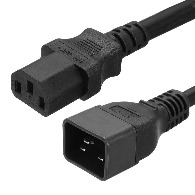 AC Power Cord 3 Prong C20 Male to C13 Female 2.5mm2 1.5m 4.9Ft 250V 10A 16A