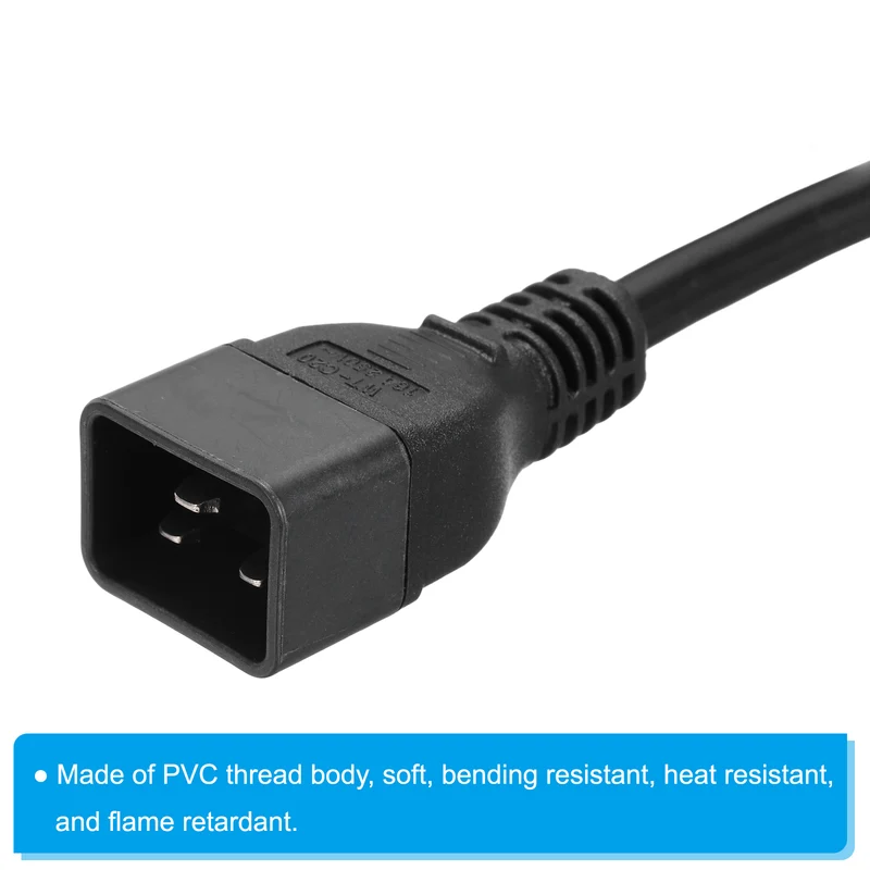 AC Power Cord 3 Prong C20 Male to C13 Female 2.5mm2 1.5m 4.9Ft 250V 10A 16A