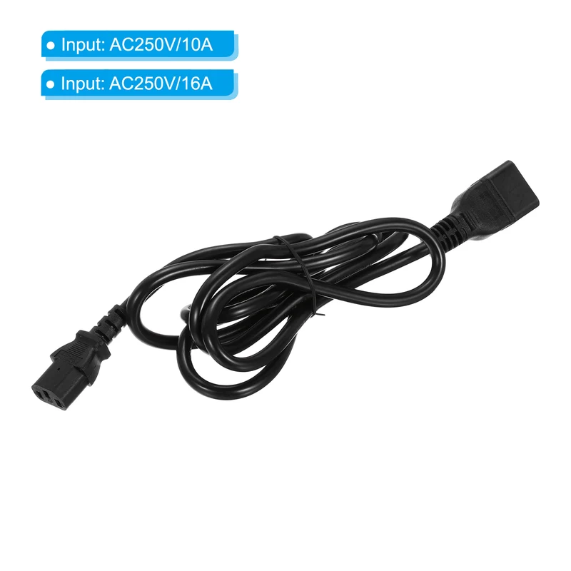 AC Power Cord 3 Prong C20 Male to C13 Female 1.5mm2 2m 6.6Ft 250V 10A 16A