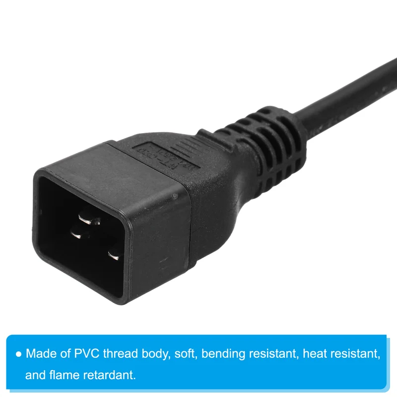 AC Power Cord 3 Prong C20 Male to C13 Female 1.5mm2 2m 6.6Ft 250V 10A 16A