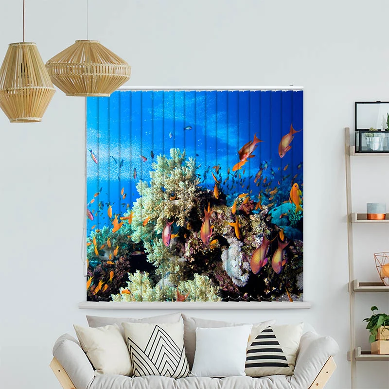 Lamellenvorhang Motiv "Korallen und Fische"