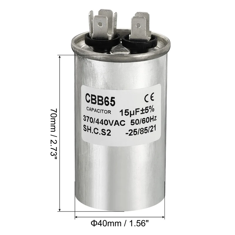 15uf 370/440V Fan Start Capacitor,CBB65 Run Capacitor W Connecting Terminal