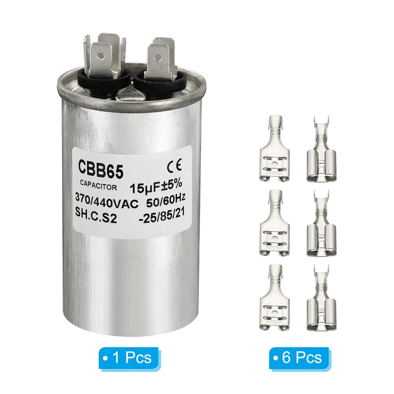 15uf 370/440V Fan Start Capacitor,CBB65 Run Capacitor W Connecting Terminal