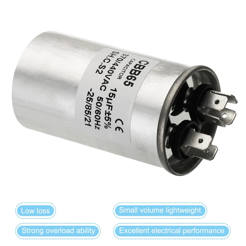 15uf 370/440V Fan Start Capacitor,CBB65 Run Capacitor W Connecting Terminal