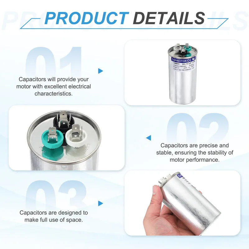 55+15MFD CBB65 Run Start Capacitor 55+15uF 370/440V Round AC Capacitor