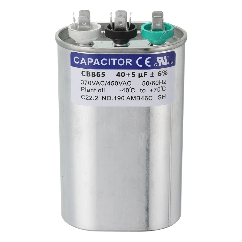 CBB65 Capacitor, 40+5uF 370-440 VAC 50/60Hz Aluminium Capacitor