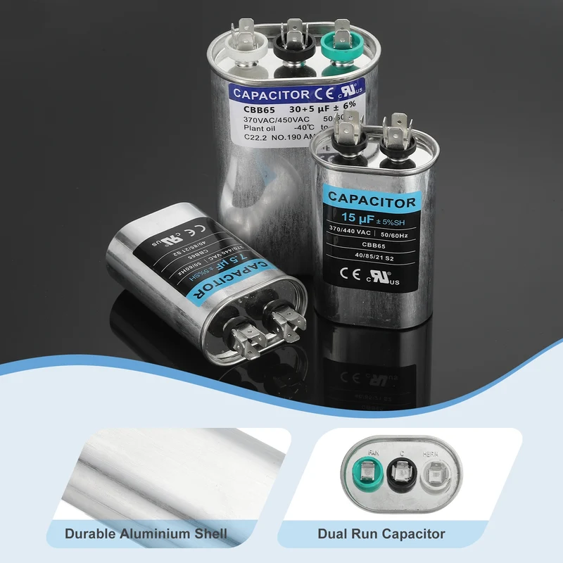 CBB65 Capacitor, 40+5uF 370-440 VAC 50/60Hz Aluminium Capacitor