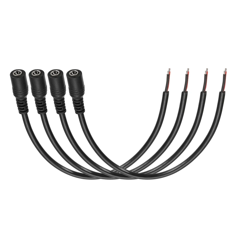 4Pcs DC Power Pigtail Cable, 30cm/1FT 16AWG 5.5x2.1mm FeMale Barrel Plug