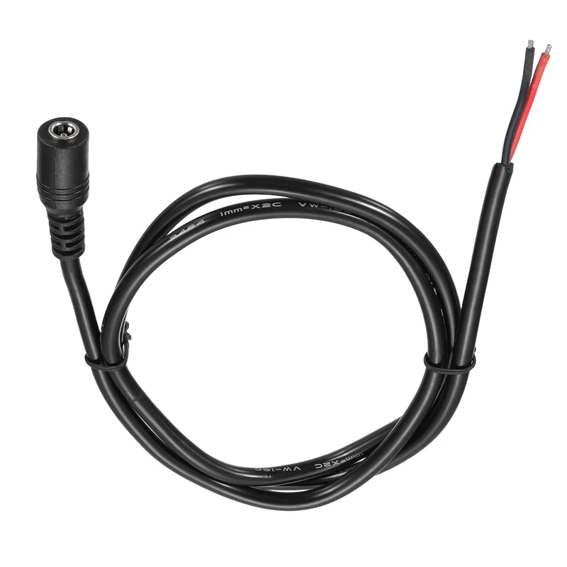 DC Power Pigtail Cable, 100cm/3.3FT 16AWG 5.5x2.1mm FeMale Barrel Plug