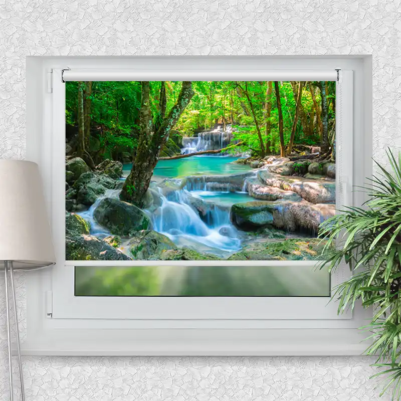 Klemmfix Rollo "Wasserfall Im Wald In Thailand" | Motiv-Klemmrollo