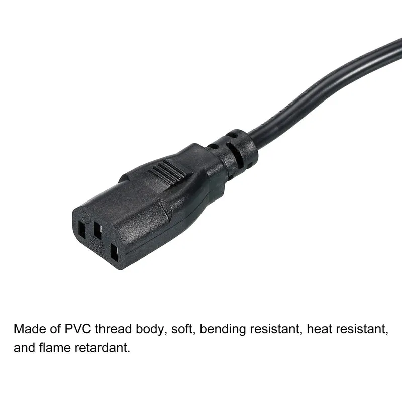 AC Power Cord 3 Prong 5ft 18 AWG Plug AC Cable NEMA 5-15P to C13 Female