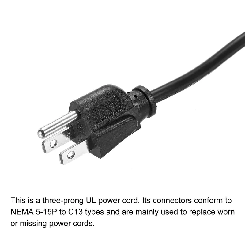 AC Power Cord 3 Prong 3ft 18 AWG Plug AC Cable NEMA 5-15P to C13 Female
