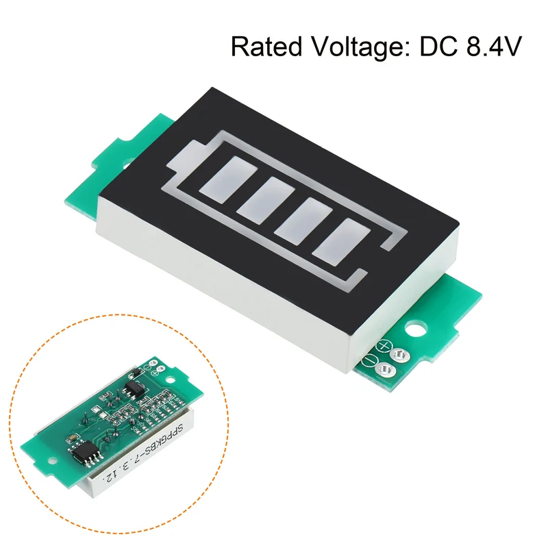 DC 8.4V Lithium Battery Level Indicator, 1 Pack 4 Sections LED Display Capacity Module for Electric Car Battery Test, Blue Light