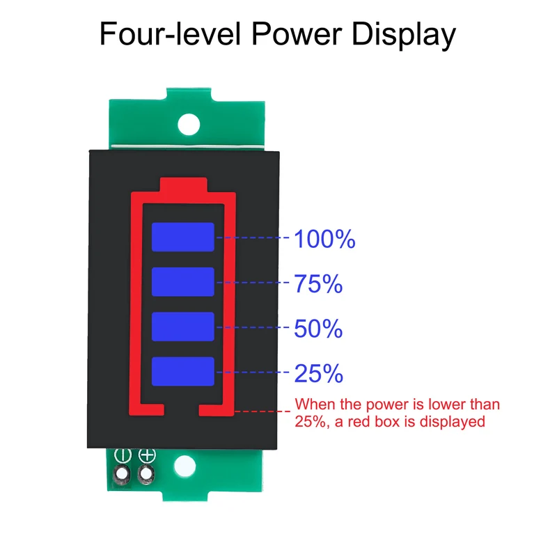 DC 8.4V Lithium Battery Level Indicator, 1 Pack 4 Sections LED Display Capacity Module for Electric Car Battery Test, Blue Light
