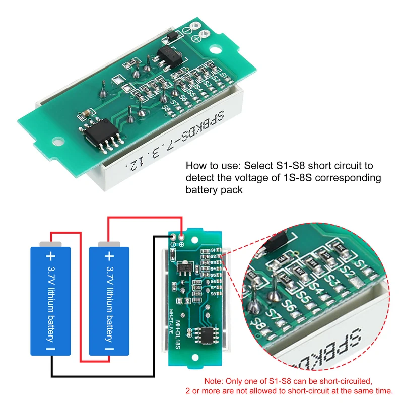 DC 8.4V Lithium Battery Level Indicator, 1 Pack 4 Sections LED Display Capacity Module for Electric Car Battery Test, Blue Light