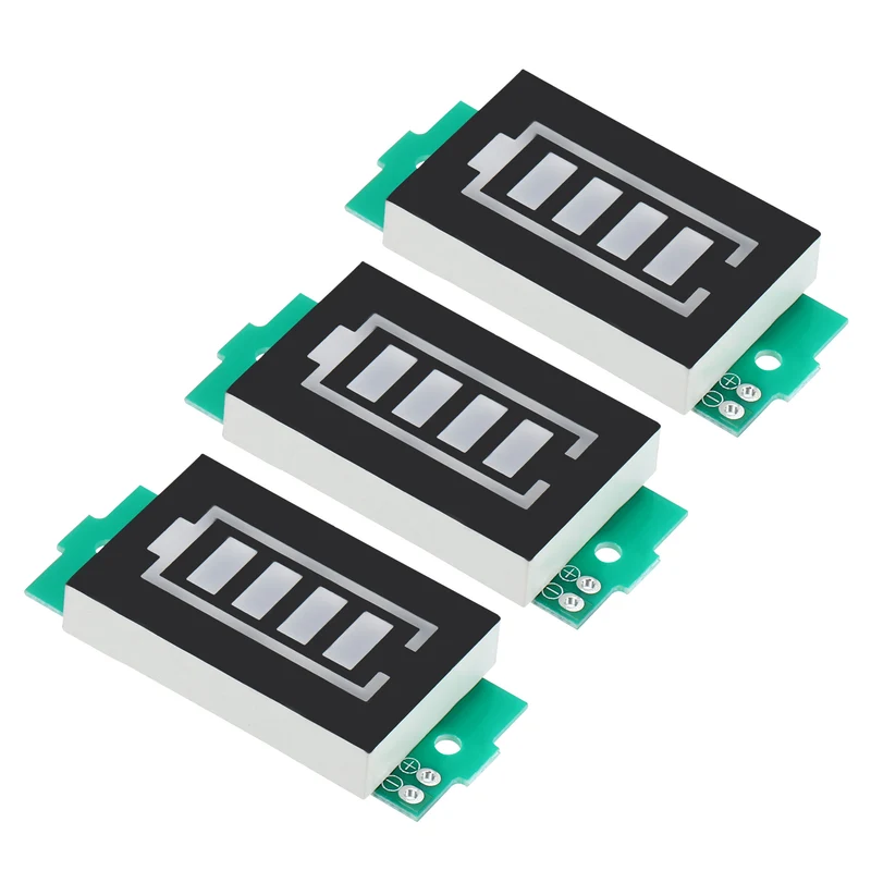 DC 4.2V Lithium Battery Level Indicator, 3 Pack 4 Sections LED Display Capacity Module for Electric Car Battery Test, Blue Light
