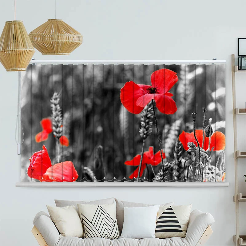 Lamellenvorhang Motiv "Mohnblumen"