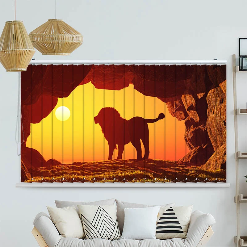 Lamellenvorhang Motiv "Loewe Sonnenuntergang"