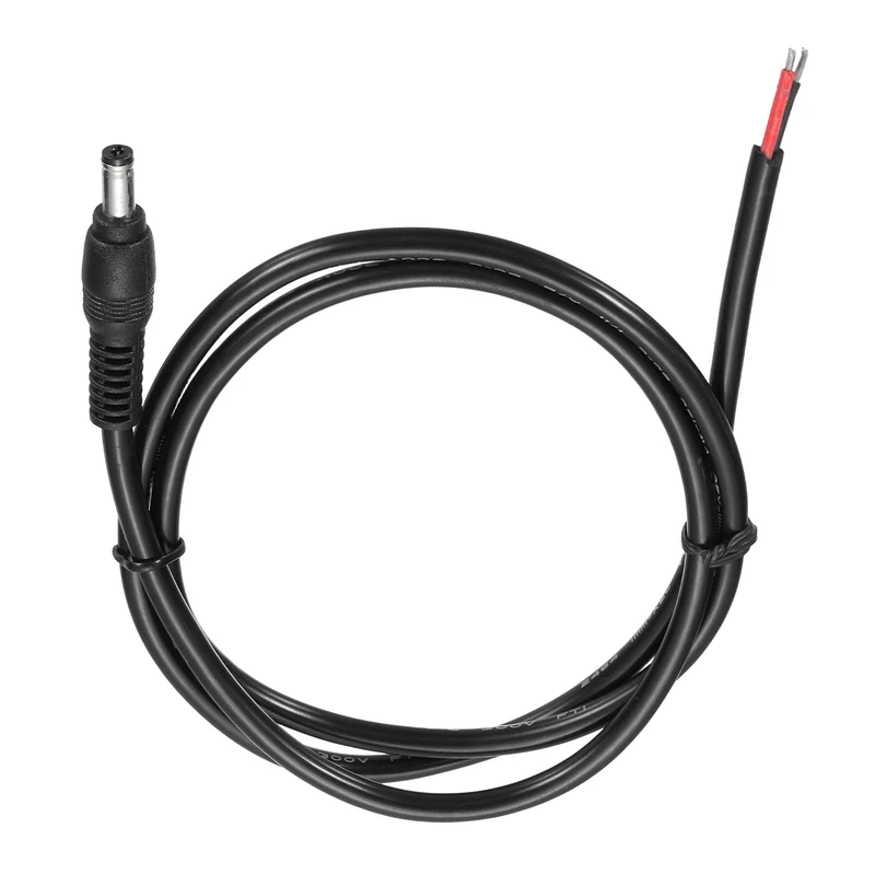 DC Power Pigtail Cable, 100cm/3.3FT 16AWG 5.5x2.1mm Male Barrel Plug