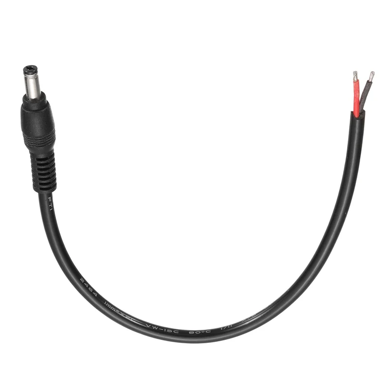 DC Power Pigtail Cable, 30cm/1FT 16AWG 5.5x2.1mm Male Barrel Plug
