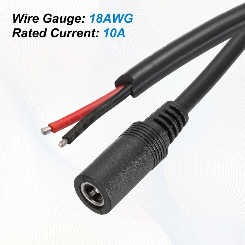 4Pcs DC Power Pigtail Cable, 100cm/3.3FT 18AWG 5.5x2.1mm FeMale Barrel Plug