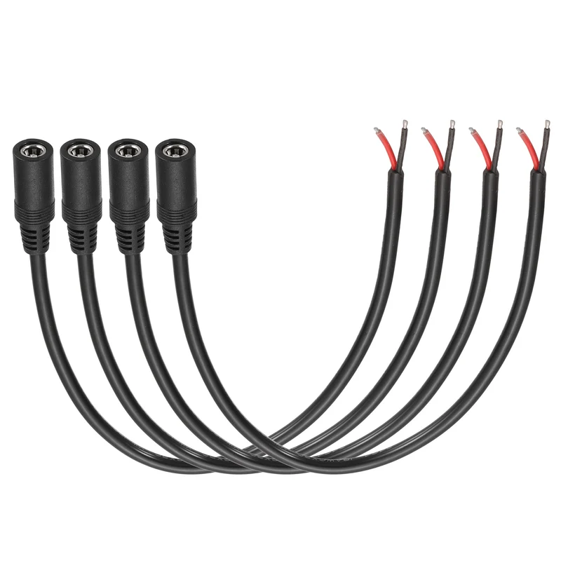 4Pcs DC Power Pigtail Cable, 30cm/1FT 18AWG 5.5x2.1mm FeMale Barrel Plug
