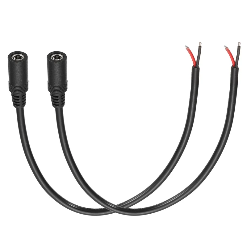 2Pcs DC Power Pigtail Cable, 30cm/1FT 18AWG 5.5x2.1mm FeMale Barrel Plug