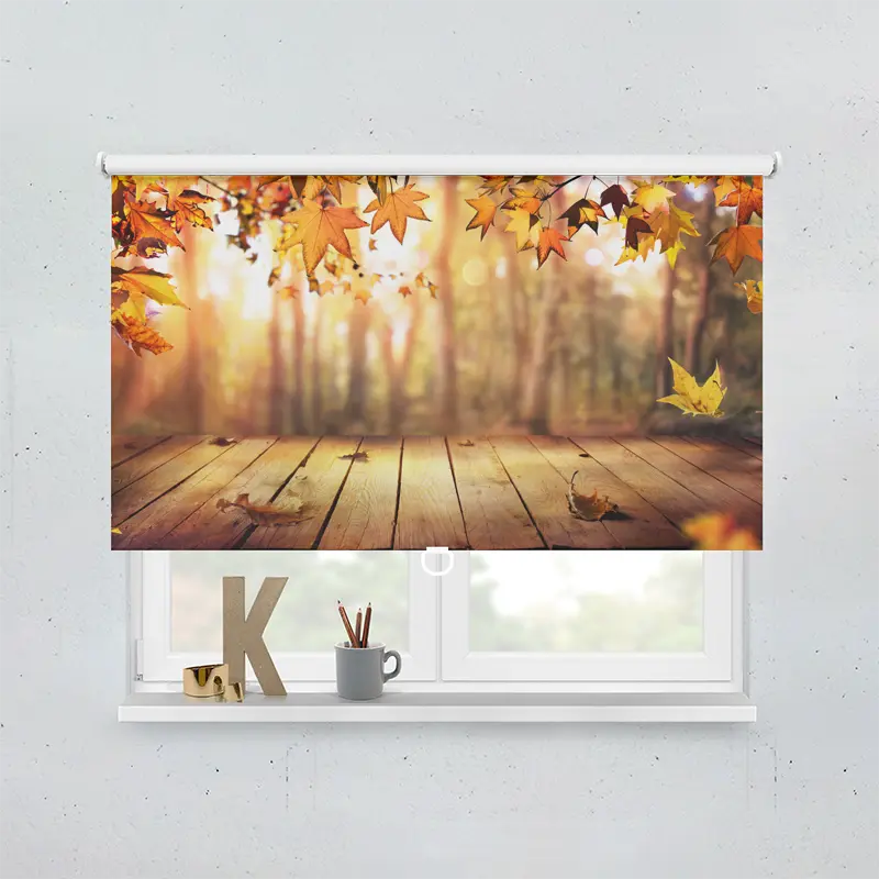 Springrollo Motiv "Holzsteg Herbstlaub"