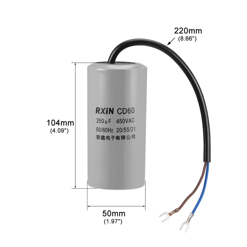 250uf Motor Star Capacitor 250mfd AC 450V for HVAC Single-Phase 50/60Hz AC Motor