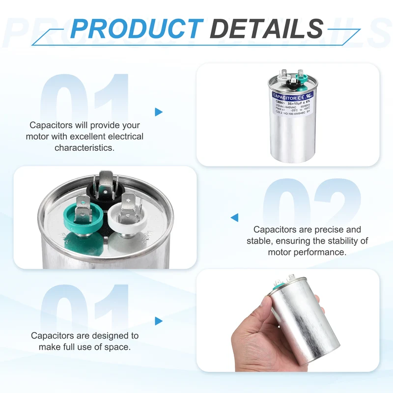 35+15MFD CBB65 Run Start Capacitor 35+15uF, 370/440V Round AC Capacitor