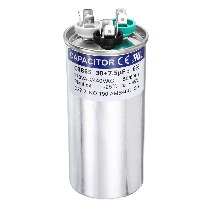 30+7.5MFD CBB65 Run Start Capacitor 30+7.5uF, 370/440V Round AC Capacitor