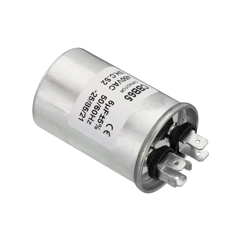 CBB65 6uF Run Capacitor 6mfd AC 450V Aluminum Case with 2 Terminal