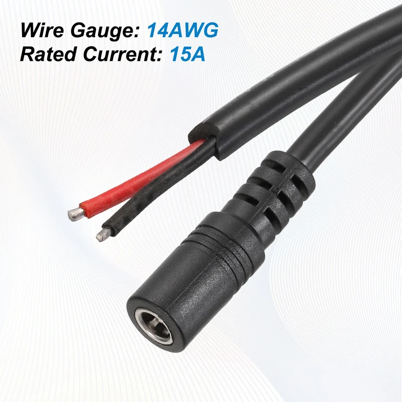 4Pcs DC Power Pigtail Cable, 30cm/1FT 14AWG 5.5x2.1mm FeMale Barrel Plug