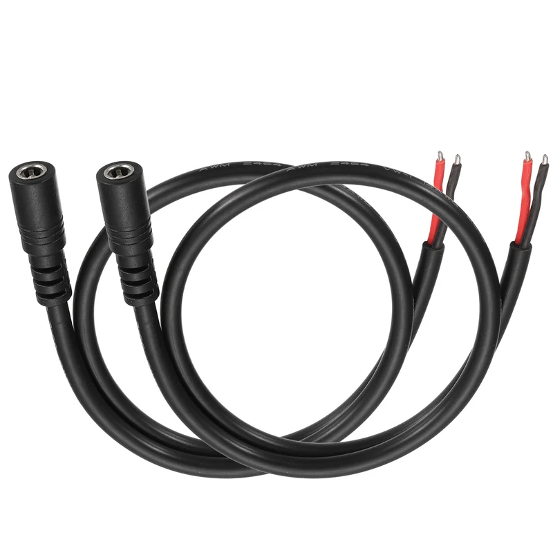 2Pcs DC Power Pigtail Cable, 50cm/1.6FT 14AWG 5.5x2.1mm FeMale Barrel Plug