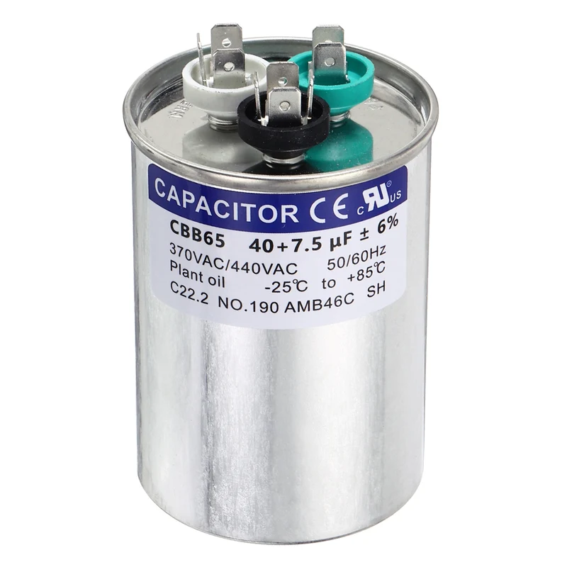 40+7.5MFD CBB65 Run Start Capacitor 40+7.5uF 370/440V Round AC Capacitor