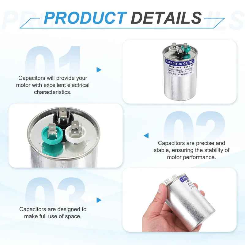 40+7.5MFD CBB65 Run Start Capacitor 40+7.5uF 370/440V Round AC Capacitor
