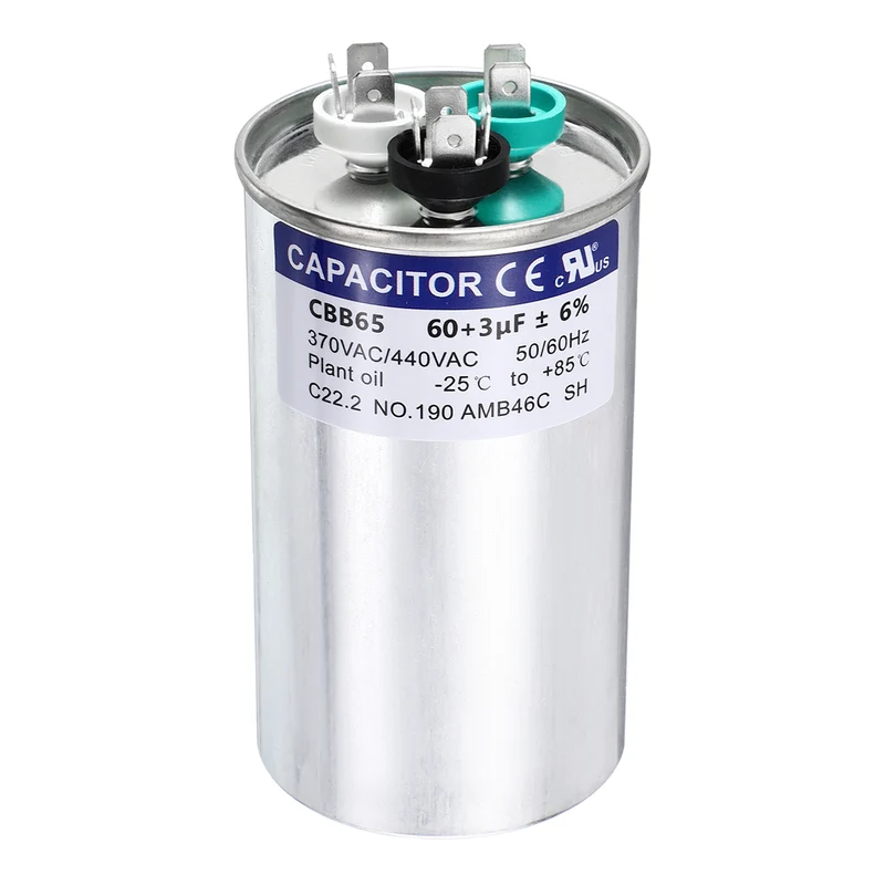 60+3MFD CBB65 Run Start Capacitor 60+3uF 370/440V Round AC Capacitor